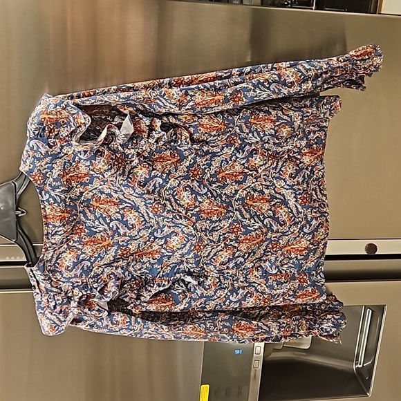 💕SEZANE💕 West Shirt Ranch Marine Multi-Color Paisley Floral Print FR 38 = US 6 - Picture 10 of 16